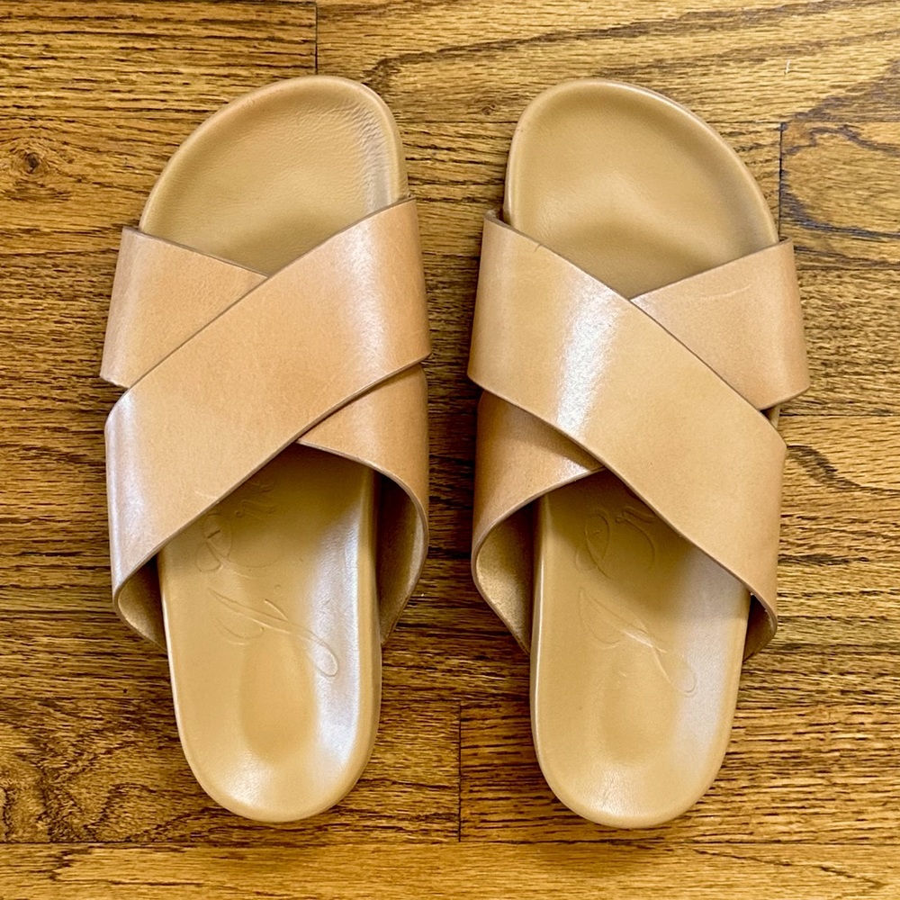New J. Crew Marlow cross-strap sandals in vachetta leather